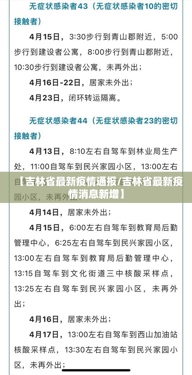 【吉林省最新疫情通报/吉林省最新疫情消息新增】 【吉林省最新疫情通报/吉林省最新疫情消息新增】