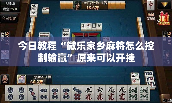 今日教程“微乐家乡麻将怎么控制输赢”原来可以开挂
