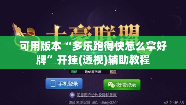 可用版本“多乐跑得快怎么拿好牌”开挂(透视)辅助教程