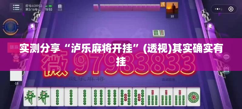 实测分享“泸乐麻将开挂”(透视)其实确实有挂