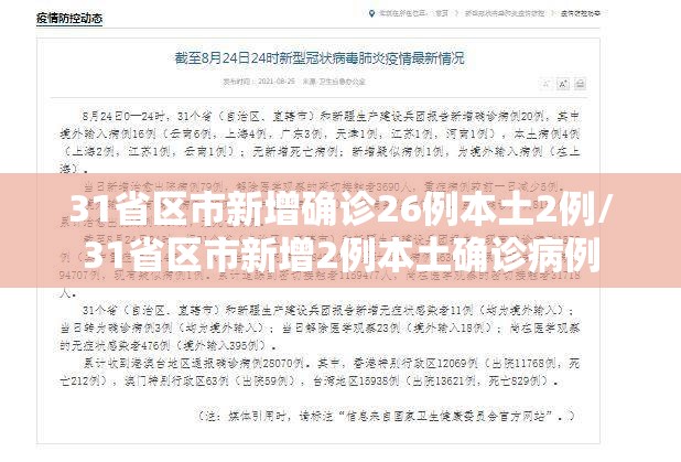 31省区市新增确诊26例本土2例/31省区市新增2例本土确诊病例