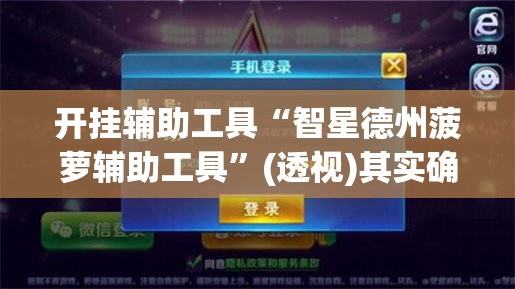 开挂辅助工具“智星德州菠萝辅助工具”(透视)其实确实有挂