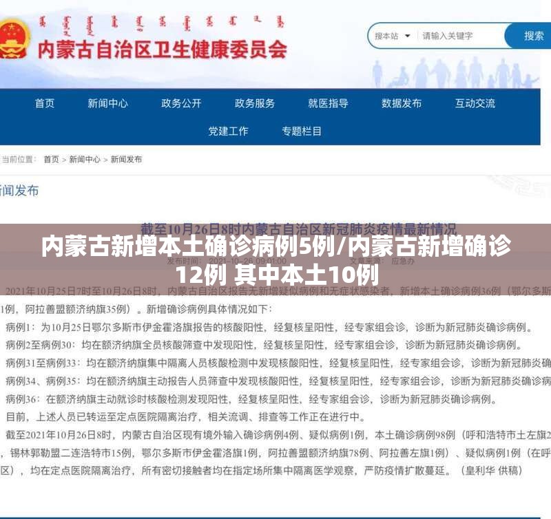 内蒙古新增本土确诊病例5例/内蒙古新增确诊12例 其中本土10例