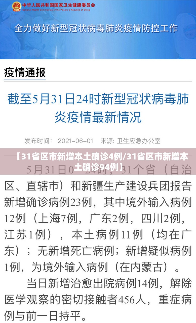 【31省区市新增本土确诊4例/31省区市新增本土确诊94例】