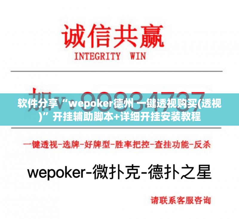软件分享“wepoker德州 一键透视购买(透视)	”开挂辅助脚本+详细开挂安装教程