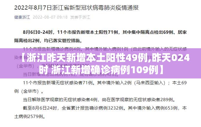 【浙江昨天新增本土阳性49例,昨天024时 浙江新增确诊病例109例】