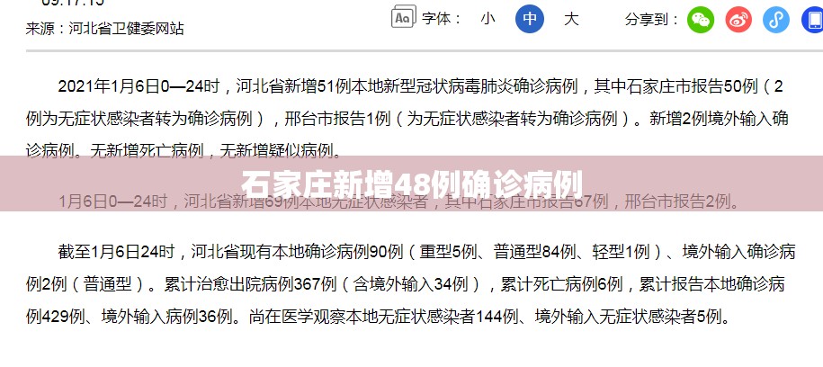 【石家庄新增48例确诊病例/石家庄新增48例确诊病例!】