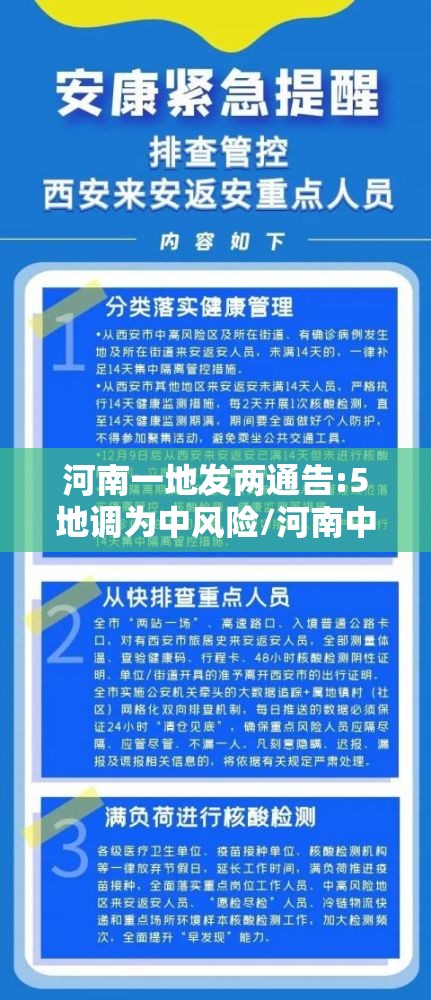 河南一地发两通告:5地调为中风险/河南中风险低风险地区