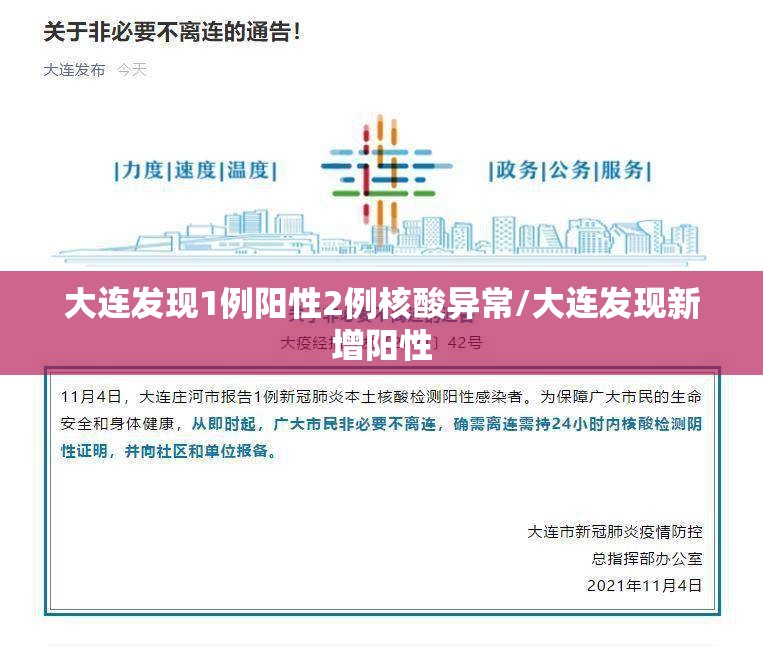 大连发现1例阳性2例核酸异常/大连发现新增阳性