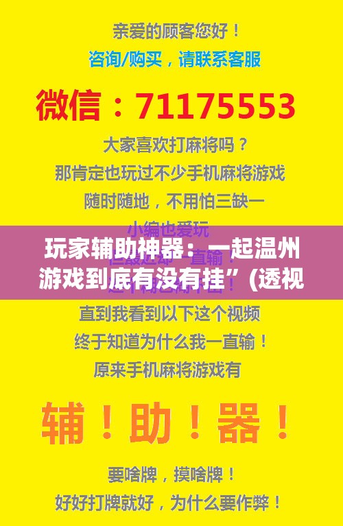 玩家辅助神器：一起温州游戏到底有没有挂	”(透视挂)辅助下载教程