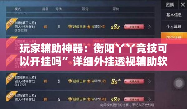 玩家辅助神器：衡阳丫丫竞技可以开挂吗”详细外挂透视辅助软件教程