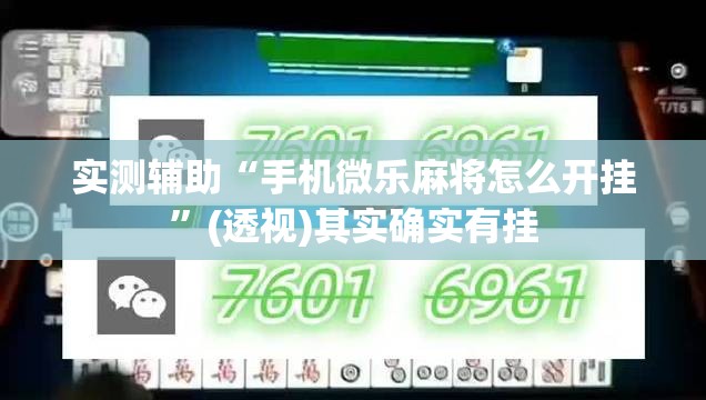 实测辅助“手机微乐麻将怎么开挂”(透视)其实确实有挂