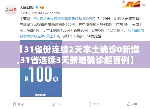 【31省份连续2天本土确诊0新增,31省连续3天新增确诊超百例】