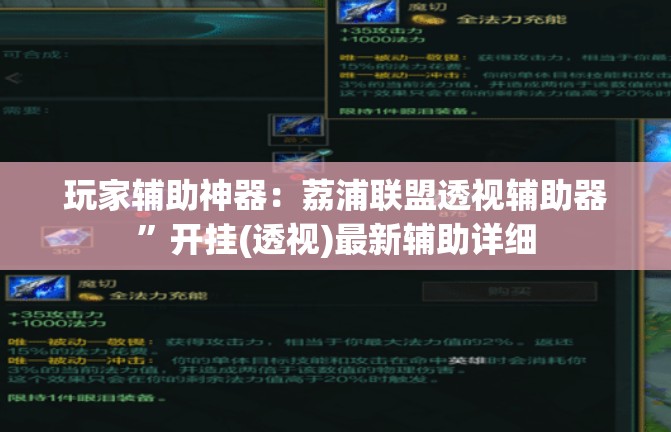 玩家辅助神器：荔浦联盟透视辅助器”开挂(透视)最新辅助详细