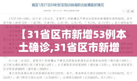 【31省区市新增53例本土确诊,31省区市新增59例本土确诊病例】