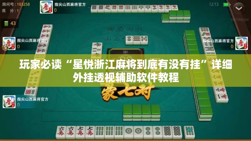 玩家必读“星悦浙江麻将到底有没有挂	”详细外挂透视辅助软件教程