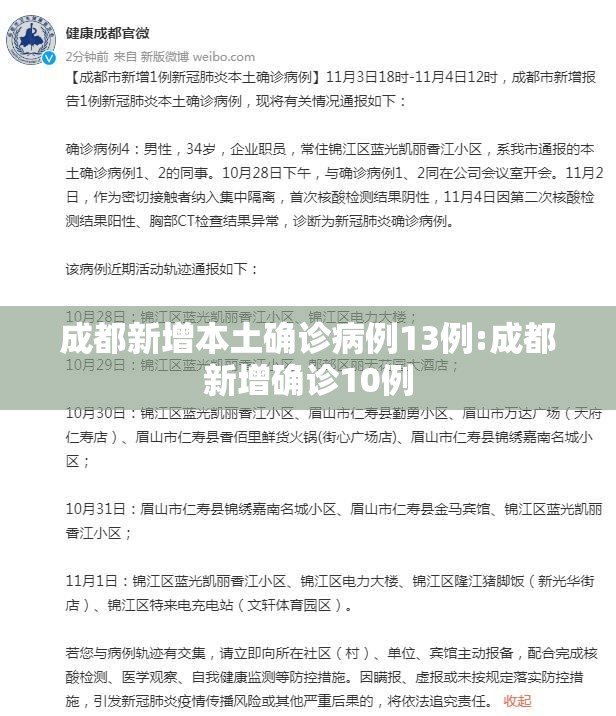 成都新增本土确诊病例13例:成都新增确诊10例