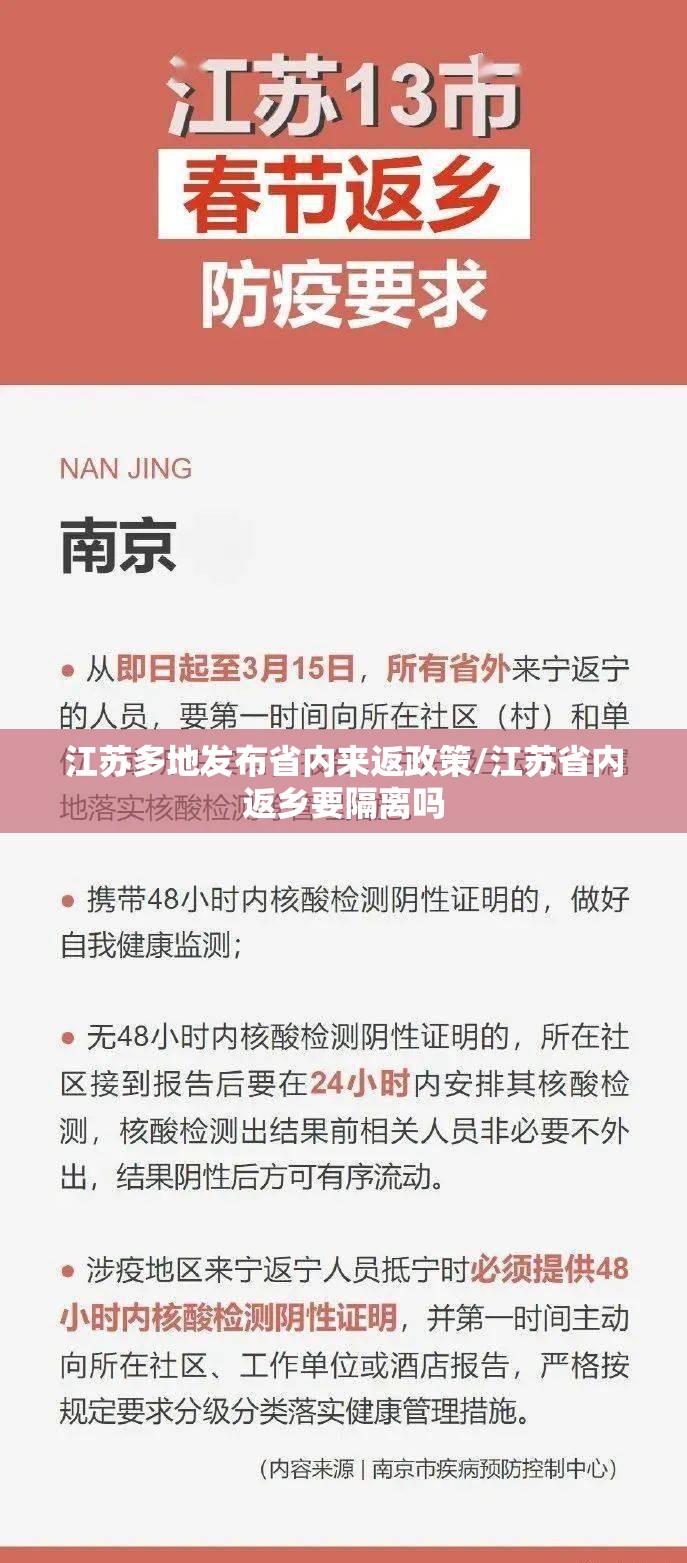 江苏多地发布省内来返政策/江苏省内返乡要隔离吗