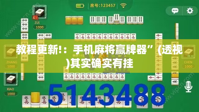 教程更新!：手机麻将赢牌器”(透视)其实确实有挂