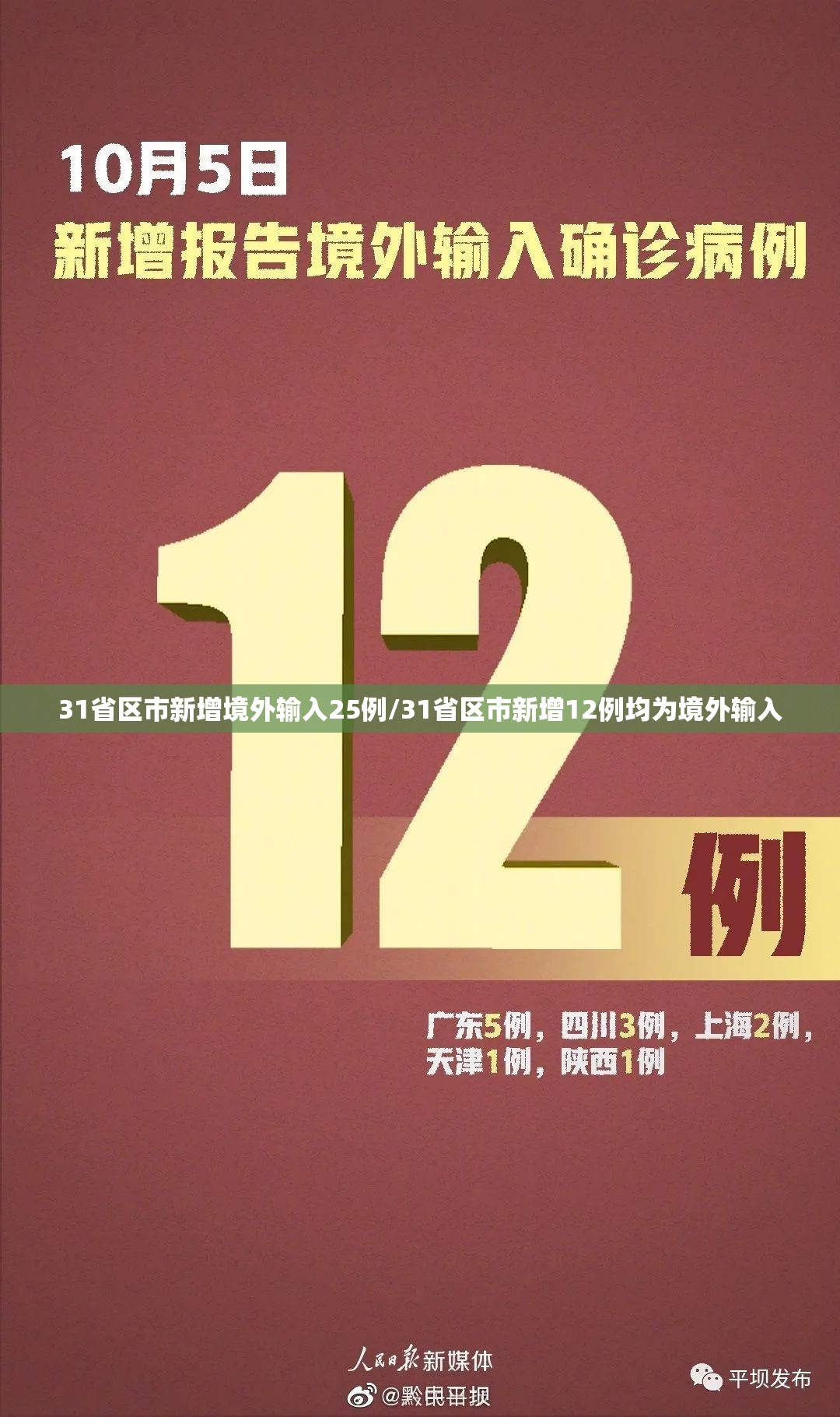31省区市新增境外输入25例/31省区市新增12例均为境外输入
