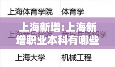 上海新增:上海新增职业本科有哪些学校
