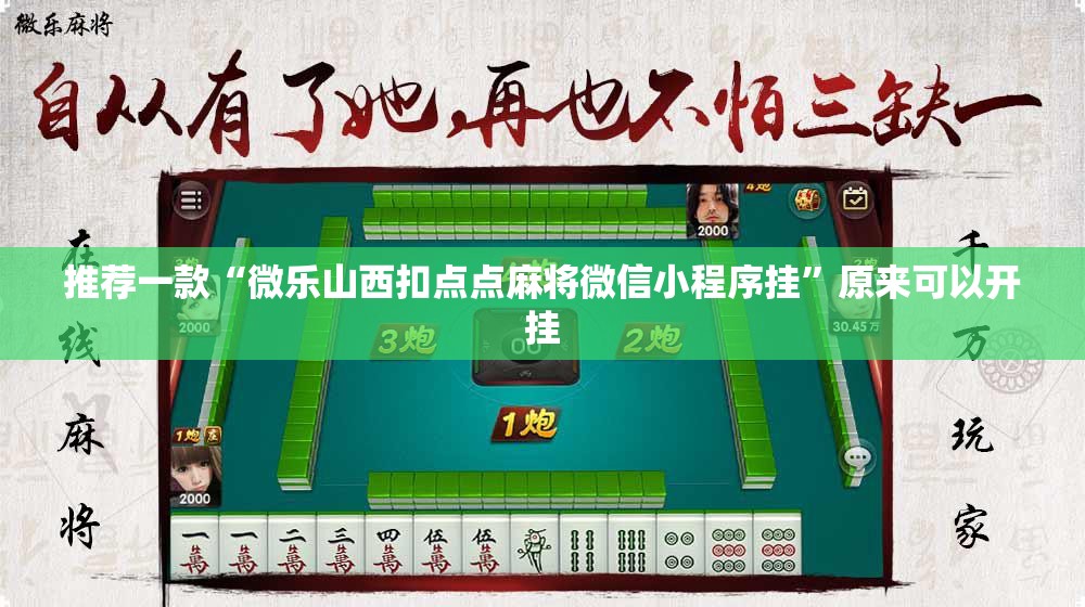 推荐一款“微乐山西扣点点麻将微信小程序挂”原来可以开挂