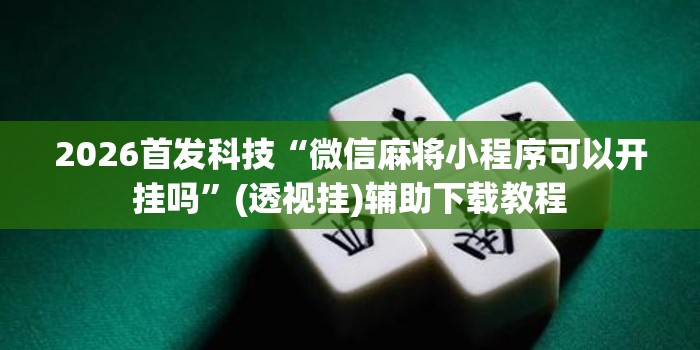 2026首发科技“微信麻将小程序可以开挂吗”(透视挂)辅助下载教程