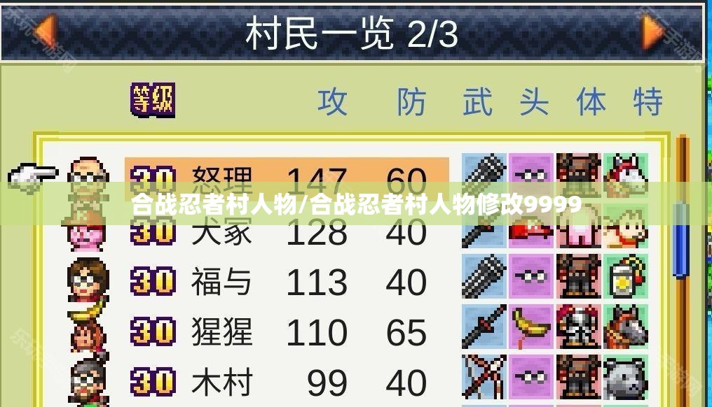 合战忍者村人物/合战忍者村人物修改9999