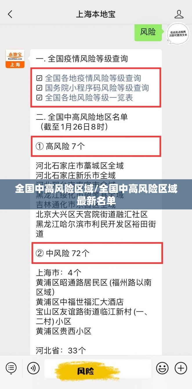全国中高风险区域/全国中高风险区域最新名单