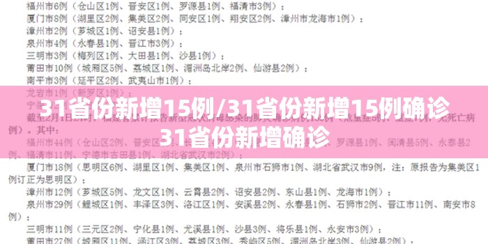 31省份新增15例/31省份新增15例确诊31省份新增确诊