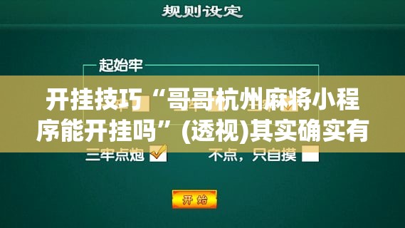 开挂技巧“哥哥杭州麻将小程序能开挂吗”(透视)其实确实有挂