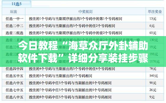 今日教程“海草众厅外卦辅助软件下载	”详细分享装挂步骤