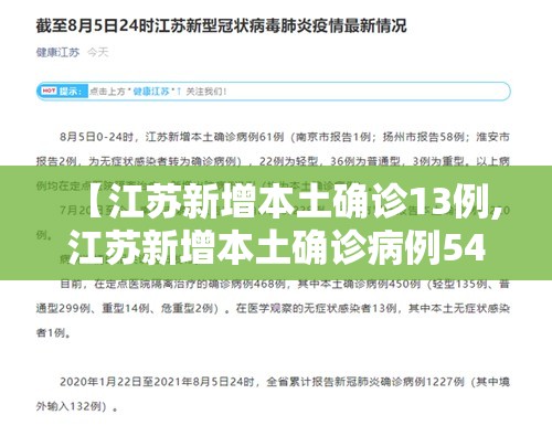 【江苏新增本土确诊13例,江苏新增本土确诊病例54例】