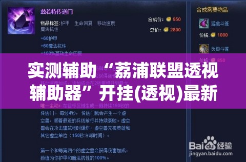 实测辅助“荔浦联盟透视辅助器”开挂(透视)最新辅助详细
