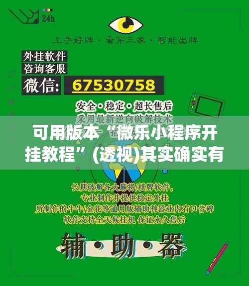 可用版本“微乐小程序开挂教程”(透视)其实确实有挂