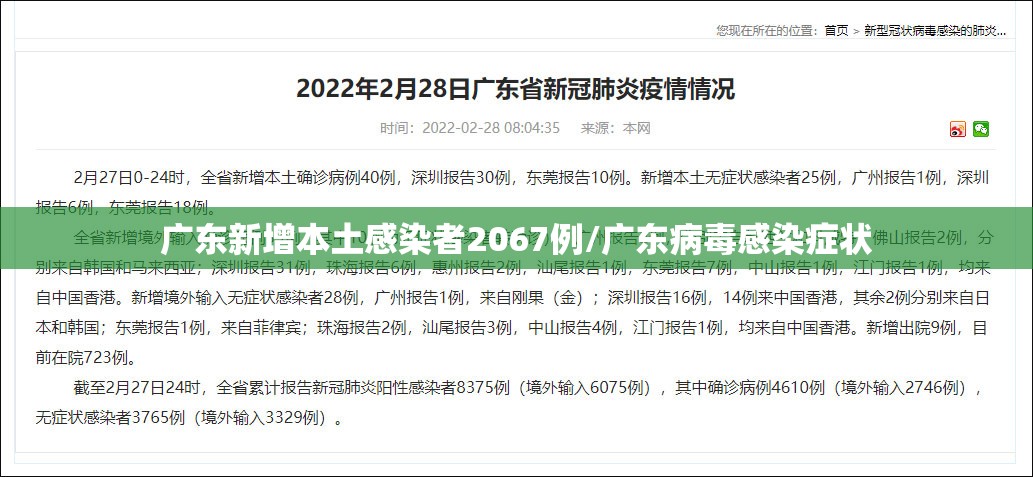 广东新增本土感染者2067例/广东病毒感染症状