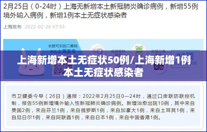 上海新增本土无症状50例/上海新增1例本土无症状感染者