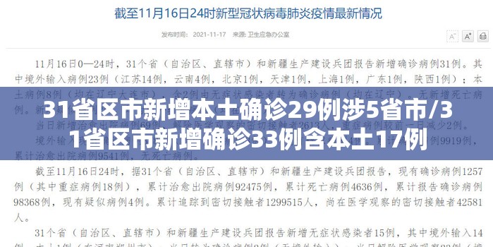 31省区市新增本土确诊29例涉5省市/31省区市新增确诊33例含本土17例