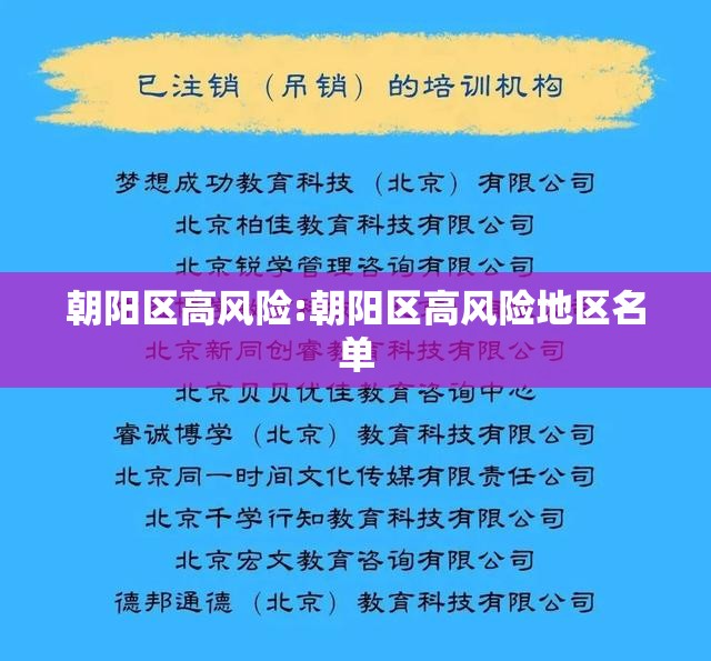 朝阳区高风险:朝阳区高风险地区名单