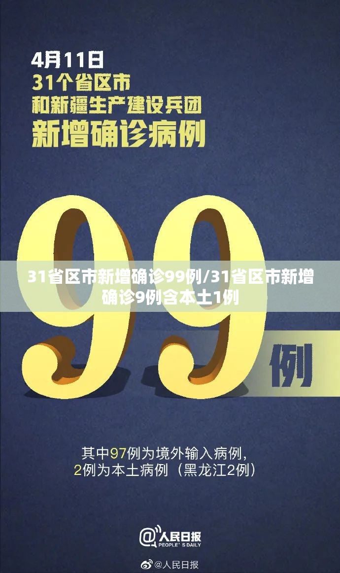 31省区市新增确诊99例/31省区市新增确诊9例含本土1例