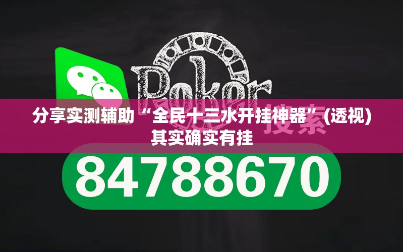 分享实测辅助“全民十三水开挂神器”(透视)其实确实有挂