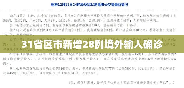 31省区市新增28例境外输入确诊/31省区市新增境外输入病例