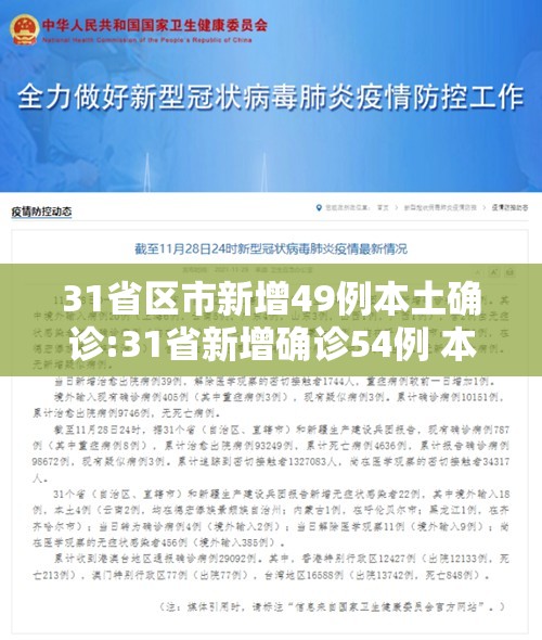 31省区市新增49例本土确诊:31省新增确诊54例 本土41例