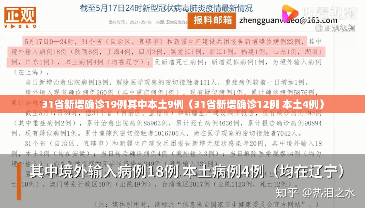 31省新增确诊19例其中本土9例（31省新增确诊12例 本土4例）