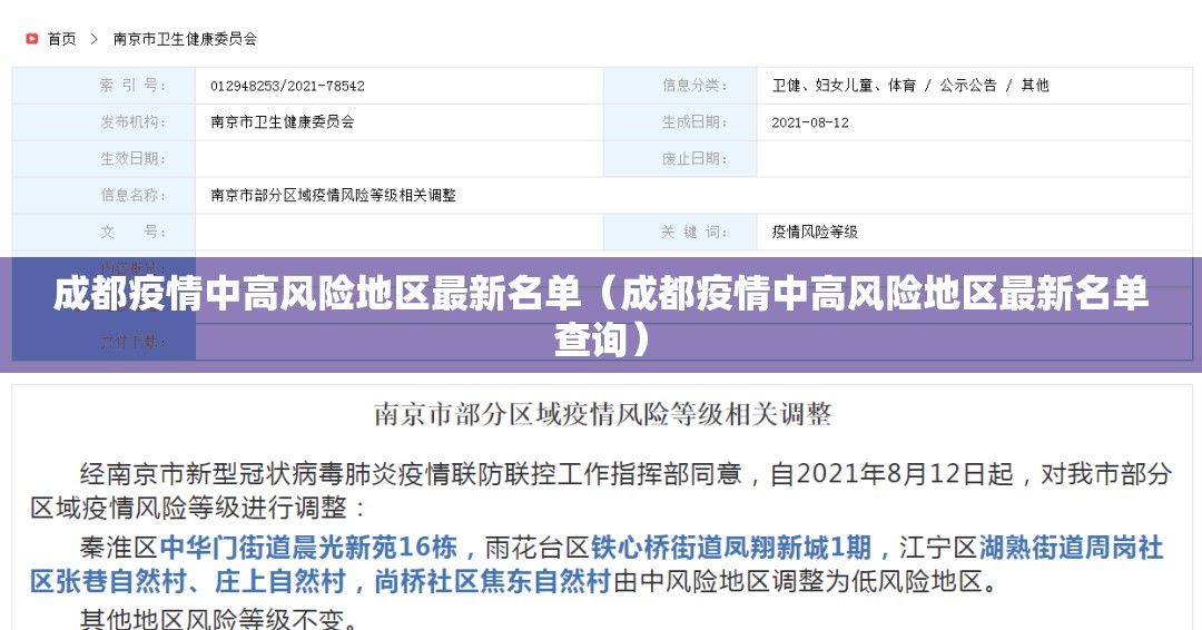 成都疫情中高风险地区最新名单（成都疫情中高风险地区最新名单查询）