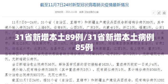 31省新增本土89例/31省新增本土病例85例