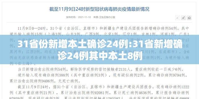 31省份新增本土确诊24例:31省新增确诊24例其中本土8例