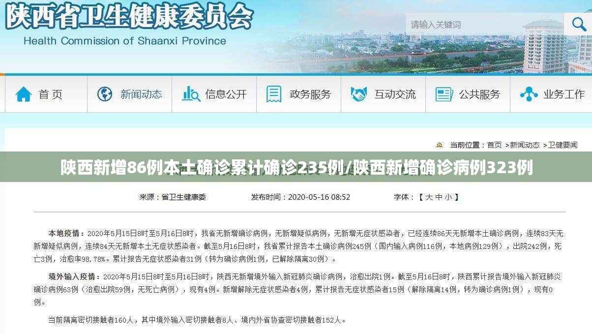 陕西新增86例本土确诊累计确诊235例/陕西新增确诊病例323例