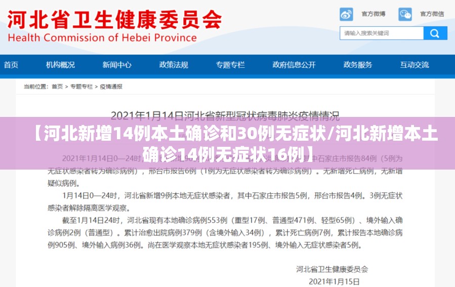 【河北新增14例本土确诊和30例无症状/河北新增本土确诊14例无症状16例】