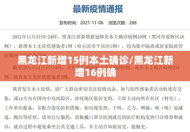 黑龙江新增15例本土确诊/黑龙江新增16例确